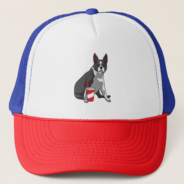 Boston Terrier with Drink Truckerkappe (Vorderseite)
