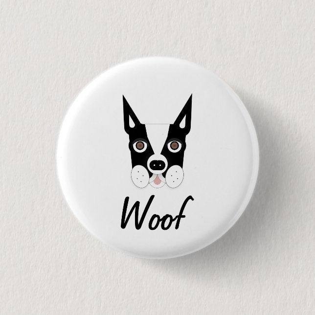 Boston Terrier Wood Button (Vorderseite)