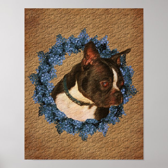Boston Terrier Wreath Age Paper Art Poster (Vorne)