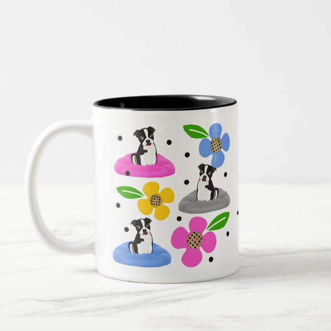 Boston Terrier Zweifarbige Tasse (Links)