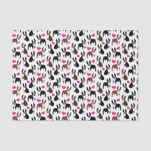 Boston Terriers and Hearts Seidenpapier (Vorderseite)