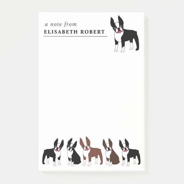 Boston Terriers Black and White and Red Brown Post Post-it Klebezettel (Vorderseite)