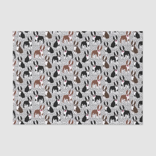 Boston Terriers Cute Puppy Dog Pattern Seidenpapier (Vorderseite)