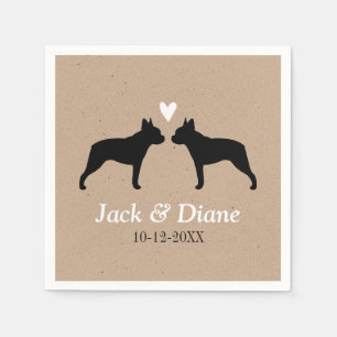 Boston Terriers Hochzeitspaar mit individuellem Te Serviette
