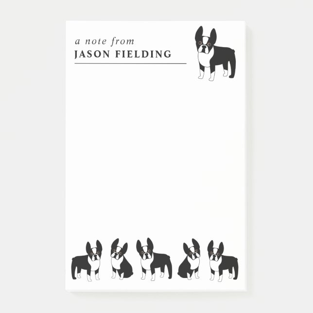 Boston Terriers Niedliche Schwarz-Weiß-Hunde Post- Post-it Klebezettel (Vorderseite)