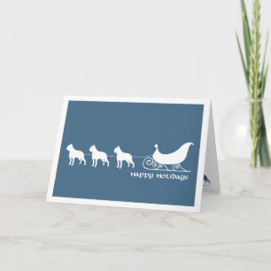 Boston Terriers Pulling Santa's Sleigh Feiertagskarte