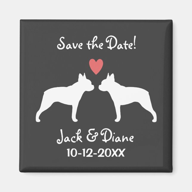 Boston Terriers Wedding Save the Date Magnet (Vorne)