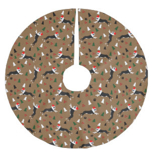 Boston Terriers Weihnachtszeit Weihnachtsmannmütze Polyester Weihnachtsbaumdecke