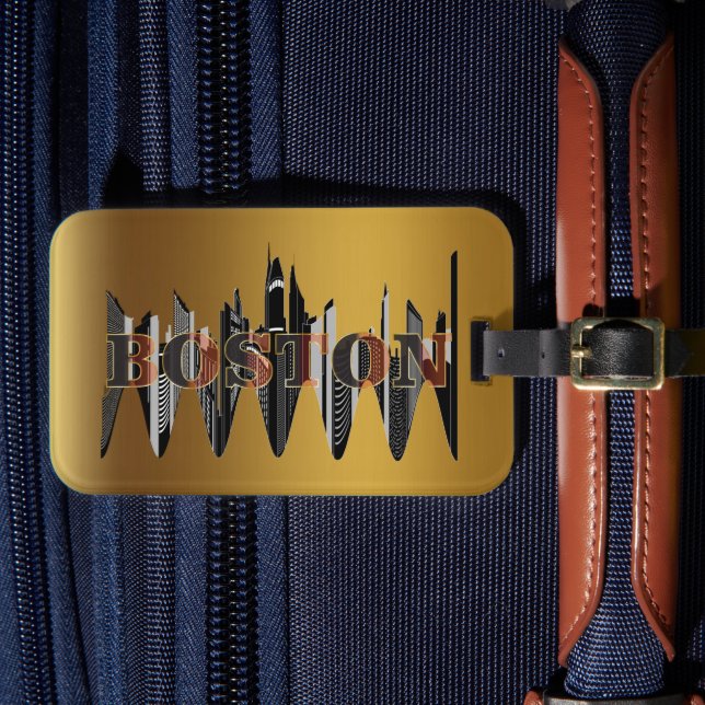 Boston, Text Art. Gepäckanhänger (Vorderseite Insitu 4)