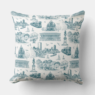 Boston Toile (Anniversary Ed.) Blau/Weiss Kissen
