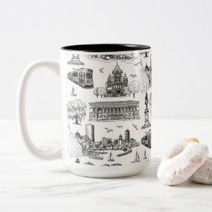 Boston Toile (Anniversary Ed.) Schwarz/Weiß Zweifarbige Tasse