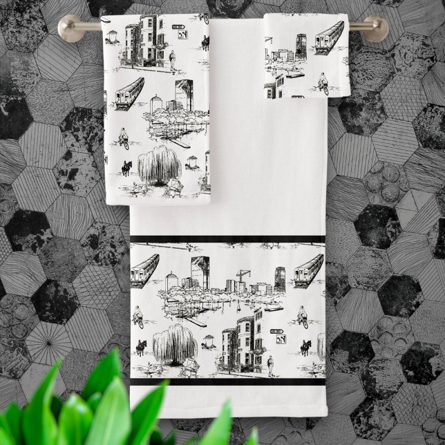 Boston Toile Badhandtuch Set (Von Creator hochgeladen)