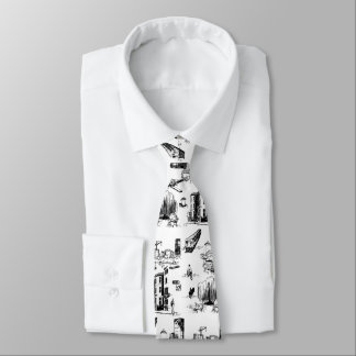 Boston Toile Black and White Neck Tie Krawatte
