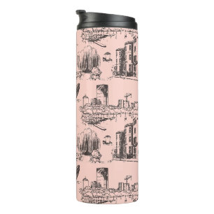 Boston Toile Black und Pink Thermosbecher
