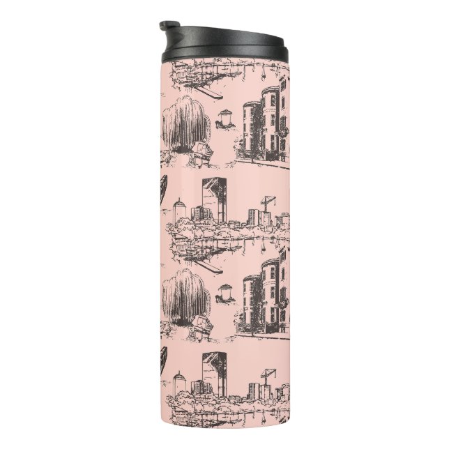 Boston Toile Black und Pink Thermosbecher (Nach rechts gedreht)