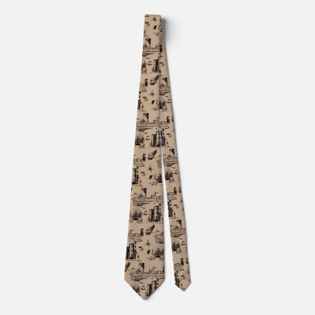 Boston Toile Black und Tan Neck Tie Krawatte (Vorderseite)