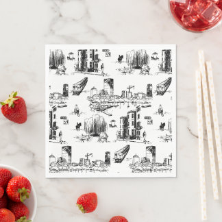 Boston Toile Black und White Serviette