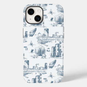 Boston Toile Blue und White Phone Case