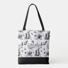 Boston Toile Colorblock Tote Bag