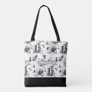 Boston Toile Colorblock Tote Bag
