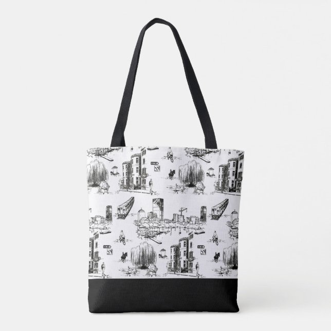 Boston Toile Colorblock Tote Bag (Rückseite)