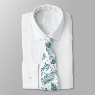 Boston Toile (Jubiläumsausgabe) Blau/Weiß Krawatte