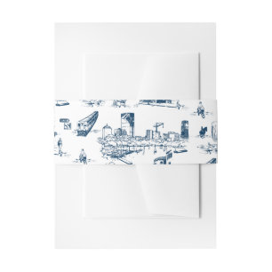 Boston Toile Navy Hochzeitseinladung Bauchband Einladungsbanderole
