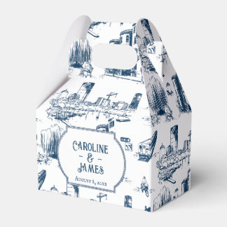 Boston Toile Navy Personalisiert Favor Box Geschenkschachtel
