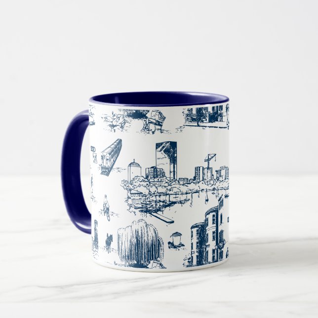 Boston Toile Navy Tasse (Vorderseite Links)