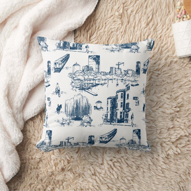 Boston Toile Navy Throw Kissen (Decke)