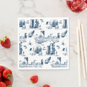 Boston Toile Navy und White Serviette