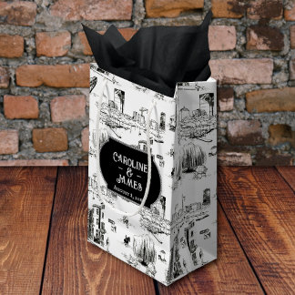 Boston Toile Personalisierte Hochzeitsgeschenktasc Kleine Geschenktüte