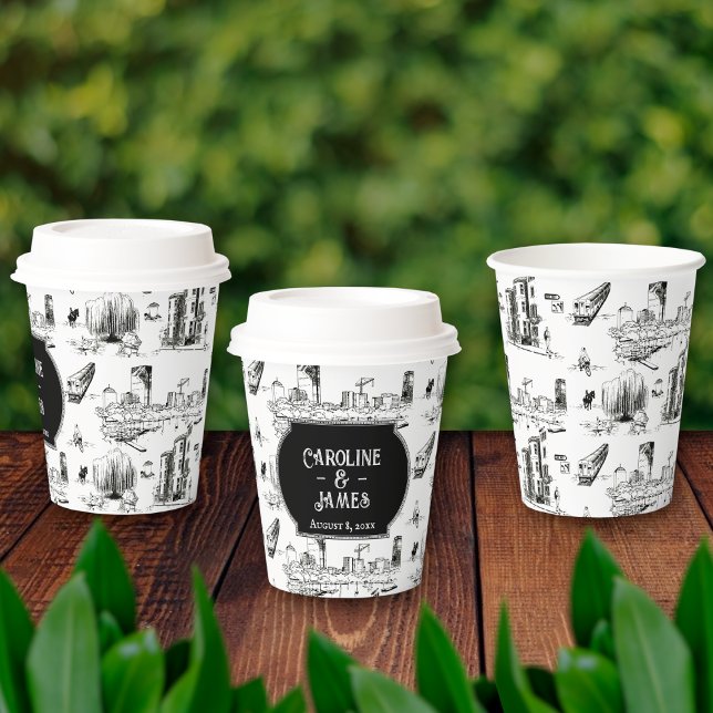 Boston Toile Personalisierter Wedgepaper Cup Pappbecher (Von Creator hochgeladen)