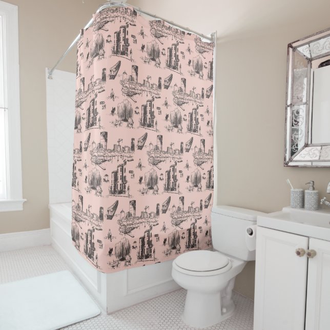 Boston Toile Pink und Black Duschvorhang (Beispiel)