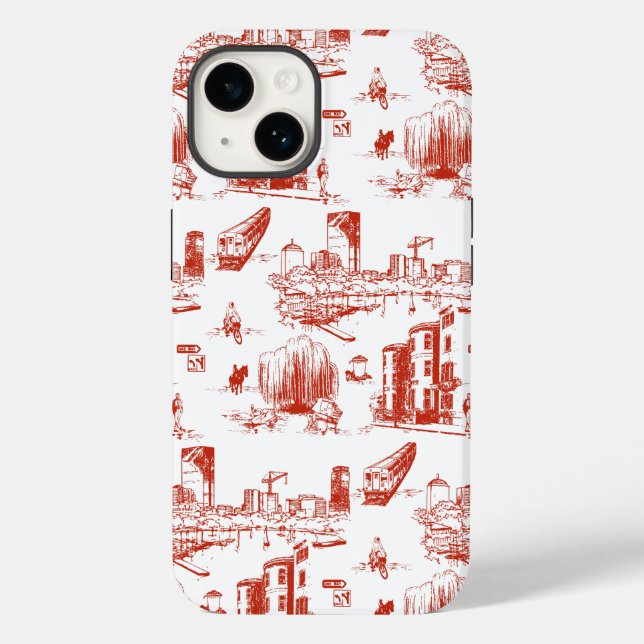 Boston Toile Red and White Phone Case (Rückseite)