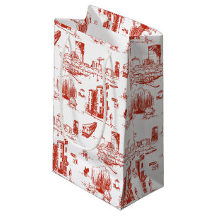Boston Toile Red Gift Bag Kleine Geschenktüte