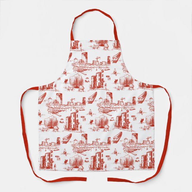 Boston Toile Red Schürze (Vorderseite)