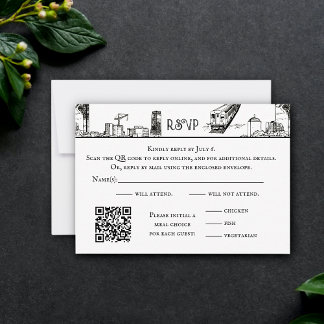 Boston Toile RSVP Card Dankeskarte