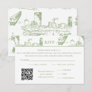 Boston Toile Sage Green RSVP Card Dankeskarte