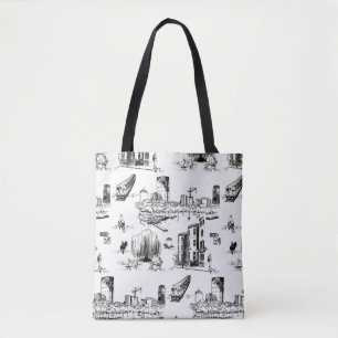 Boston Toile Tote Bag