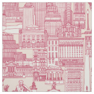 Boston-Toile Viva Magenta Pfirsichstaub Stoff