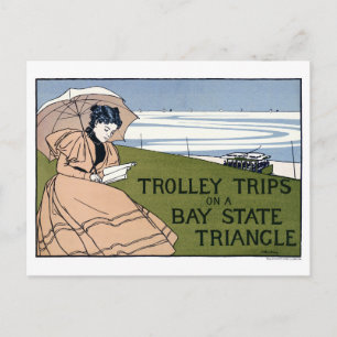 Boston Trolley Vintage Poster restauriert Postkarte