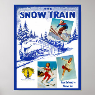 Boston- u. Maine-Eisenbahn-Schnee-Zug-Reise-Plakat Poster