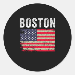 Boston USA - Amerikanische Flagge Vintag Runder Aufkleber