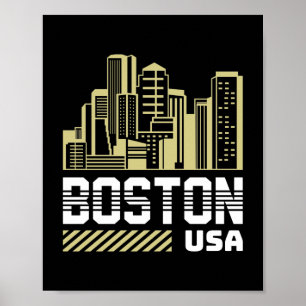Boston USA Skyline Grafik Moderne urbane Stadt Poster