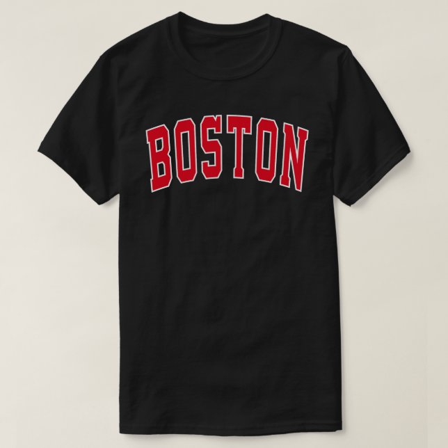 Boston Varsity Style Red Text T - Shirt (Design vorne)