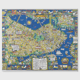 Boston Vintage Altstadt Karte USA Geografie USA Geschenkpapier