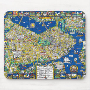 Boston Vintage Altstadt Karte USA Geografie USA Mousepad