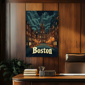 Boston Vintage Reise Poster