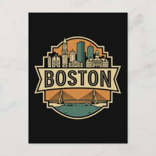 Boston Vintage Skyline Massachusetts Postkarte